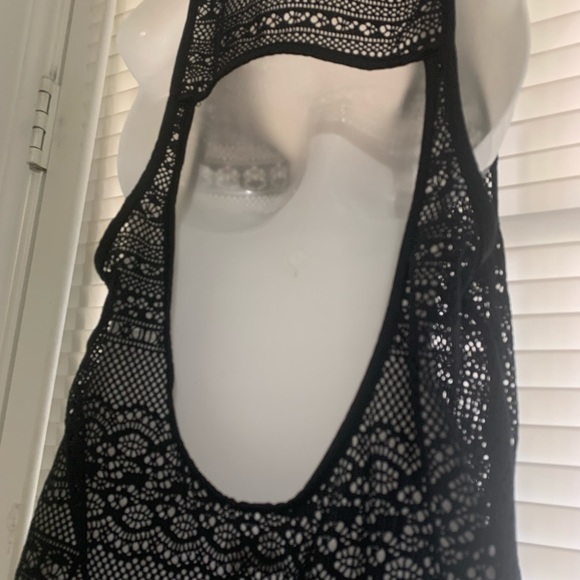 Roxy Black Mesh Cover Up with Open Back Design Size Small SKU: 4GO020 - Picture 4 of 6